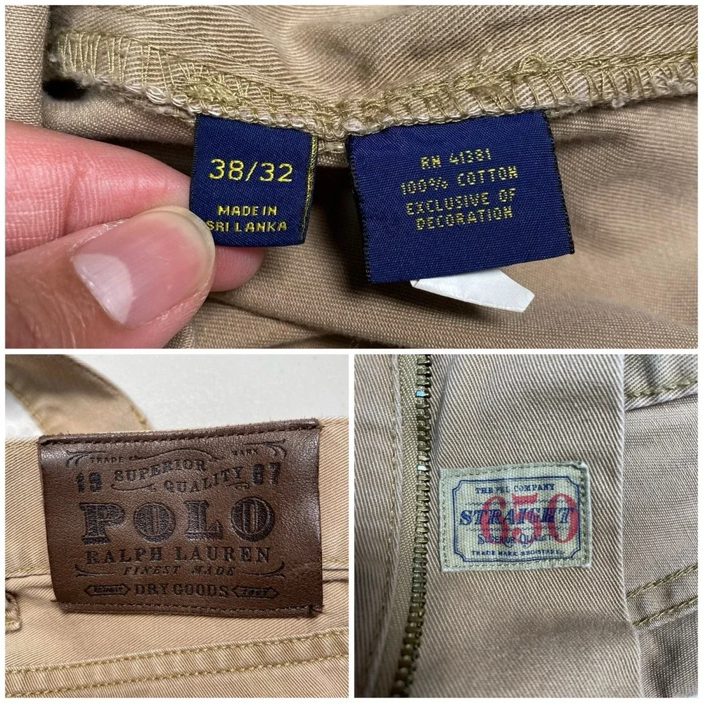 Polo Ralph Lauren 650 Straight 5 Pocket Pants 38x32 Twill Brown